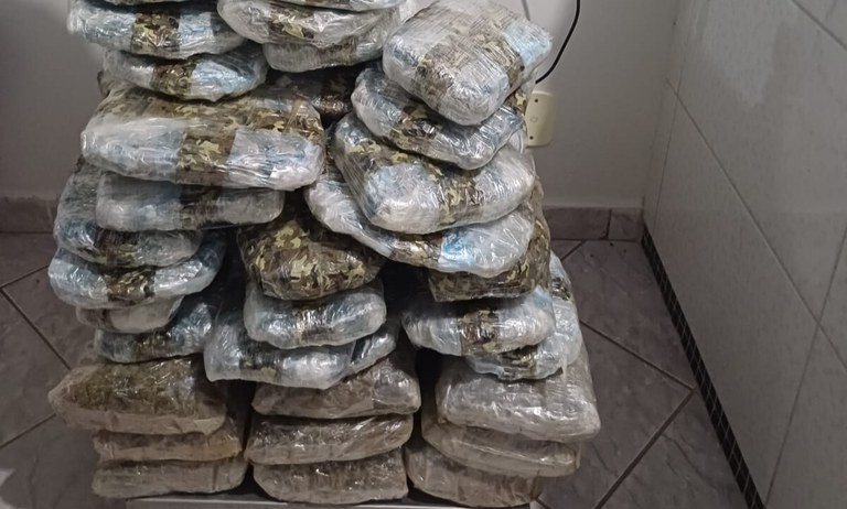 PRF apreende quase 40 kg de skunk e arma de fogo após perseguição na BR-364