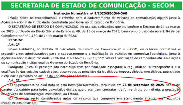 Secom emite Instrução Normativa criando critérios para divulgação de publicidade oficial