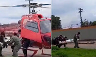 Mulher é resgatada de helicóptero após confronto durante operação em Jaci Paraná