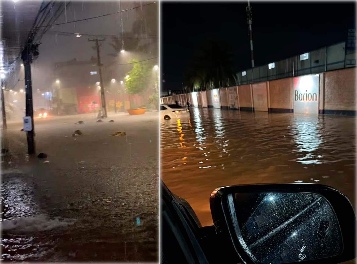 Chuva castiga Porto Velho e deixa cidade com grandes alagamentos mais uma vez