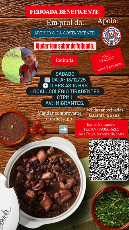  Feijoada beneficente arrecada recursos para tratamento de Arthurzinho, diagnosticado com doença rara