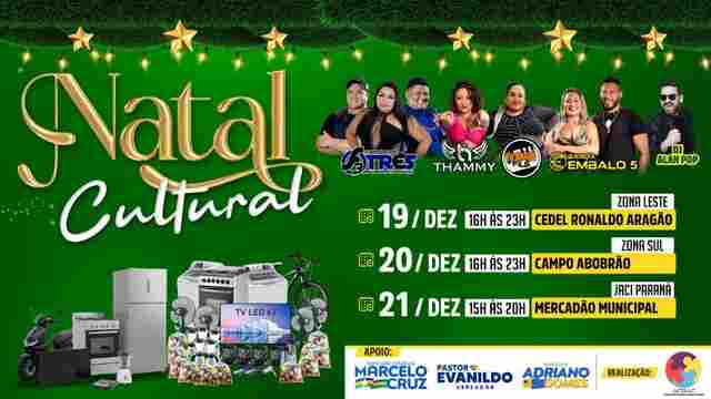 Marcelo Cruz realiza Natal Cultural na Zona Leste, Zona Sul e Jaci-Paraná com shows e premiações
