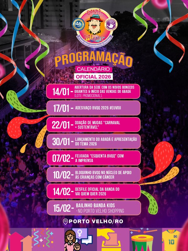 Banda do Vai Quem Quer inicia atividades do Carnaval 2026 nesta quarta-feira