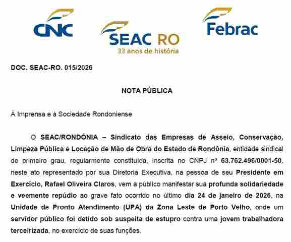 SEAC Rond&ocirc;nia repudia viol&ecirc;ncia sexual contra trabalhadora em UPA de Porto Velho
