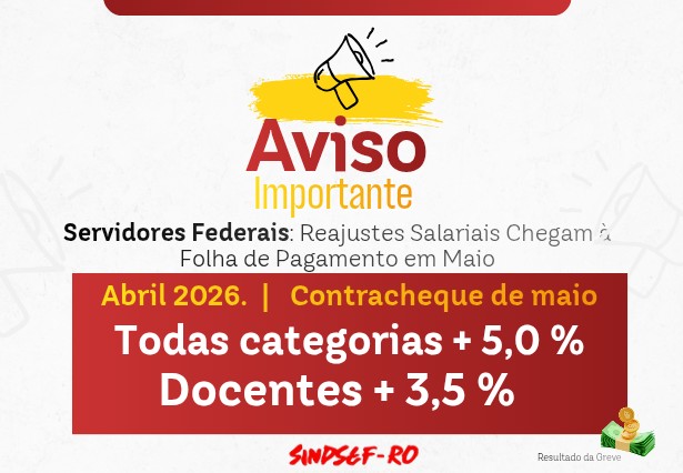 Servidores federais: reajustes salariais chegam &agrave; folha de pagamento em maio
