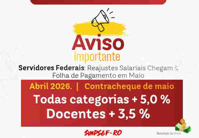 Servidores federais: reajustes salariais chegam &agrave; folha de pagamento em maio
