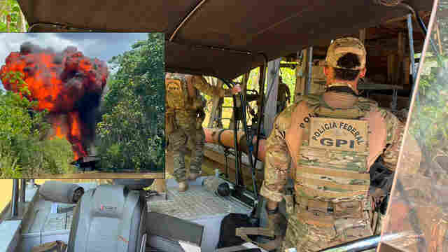 Opera&ccedil;&atilde;o da PF e Ibama no feriado destr&oacute;i 15 dragas e motores usados no garimpo ilegal no rio Madeira