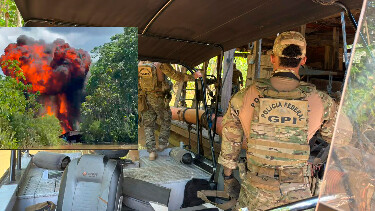 Opera&ccedil;&atilde;o da PF e Ibama no feriado destr&oacute;i 15 dragas e motores usados no garimpo ilegal no rio Madeira