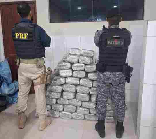 Opera&ccedil;&atilde;o conjunta entre PRF e PM intercepta ve&iacute;culo com 183,2 kg de droga em Cacoal