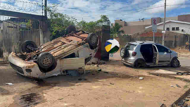 V&iacute;deo registra colis&atilde;o violenta seguida de capotamento no bairro Embratel