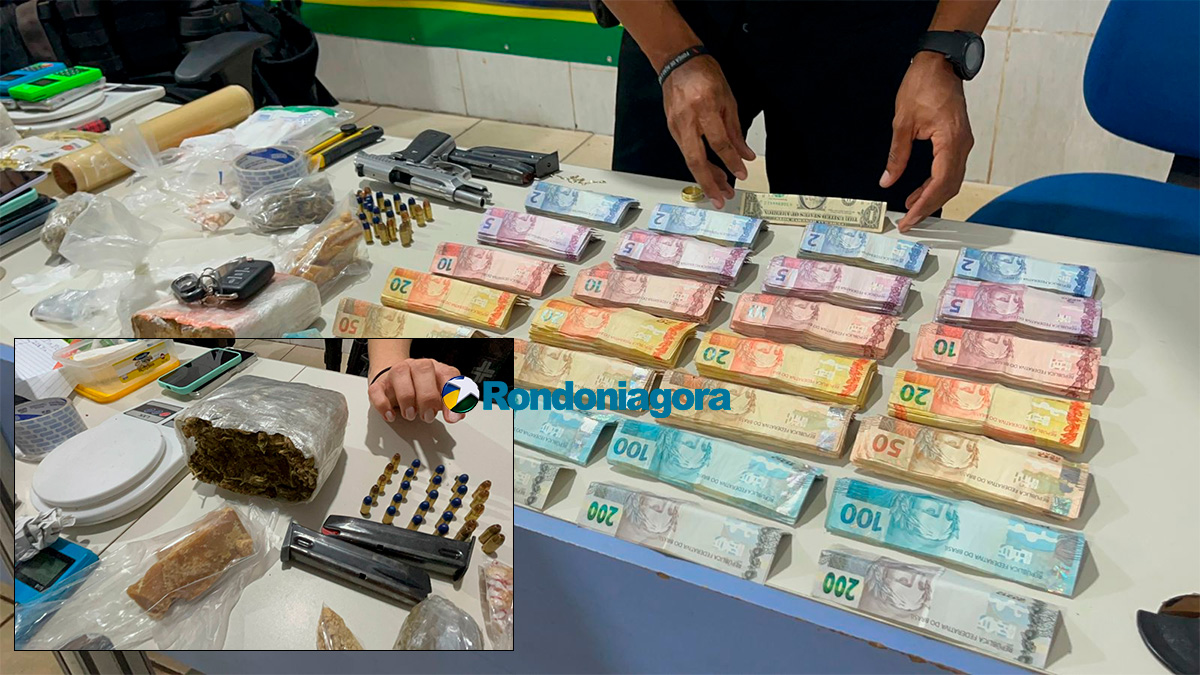 BPTAR prende trio do CV com arma roubada, drogas e grande quantidade de dinheiro em Porto Velho