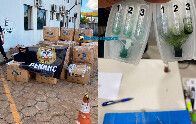 Denarc e Receita Federal apreendem carga com 10 mil frascos de subprodutos de coca&iacute;na na BR-364