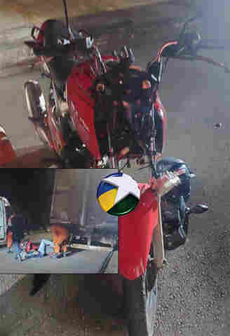 Motociclista &eacute; socorrido com sangramento intenso ap&oacute;s colidir moto em caminh&atilde;o estacionado
