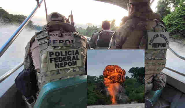 V&iacute;deo: PF e Ibama destroem 29 dragas e motores em opera&ccedil;&atilde;o contra garimpo ilegal no rio Madeira