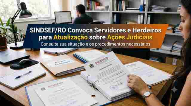 Sindsef/RO convoca servidores e herdeiros para atualiza&ccedil;&atilde;o sobre a&ccedil;&otilde;es judiciais do anu&ecirc;nio e 3,17% da Funai
