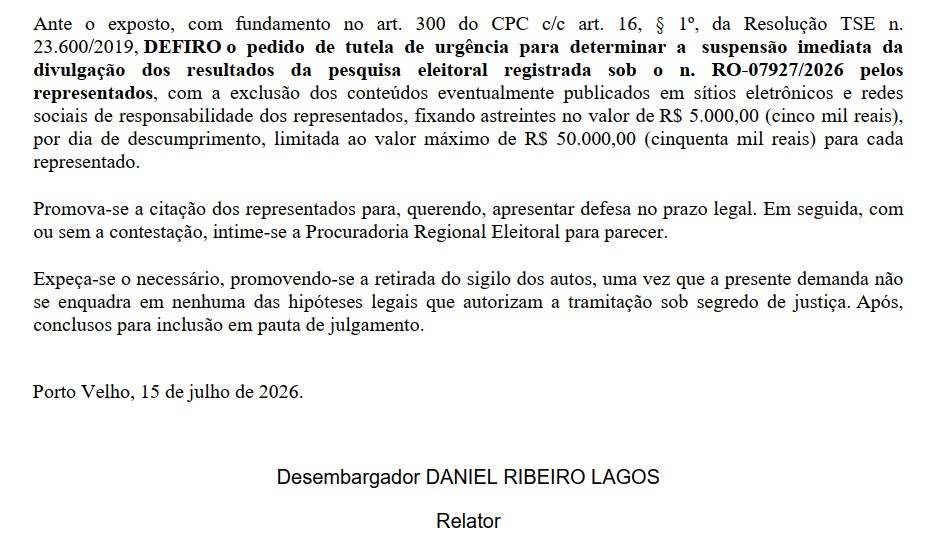 TRE barra divulgação de pesquisa que aponta Fúria em empate técnico na liderança após identificar graves inconsistências