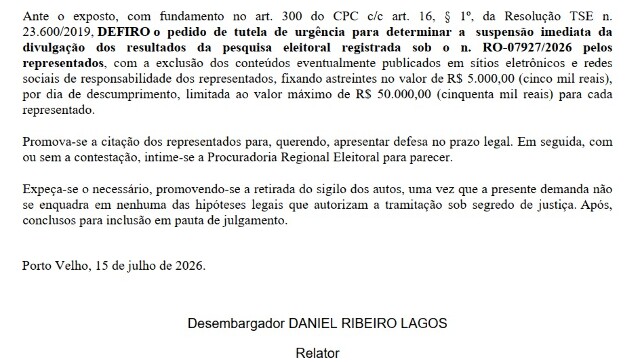 TRE barra divulgação de pesquisa que aponta Fúria em empate técnico na liderança após identificar graves inconsistências