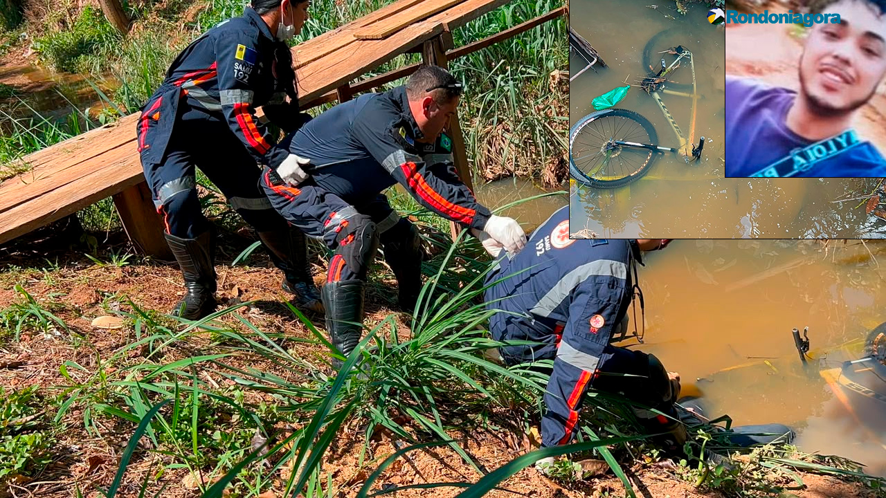Vídeo: ciclista morre após cair de ponte sobre córrego na zona Sul de Porto Velho