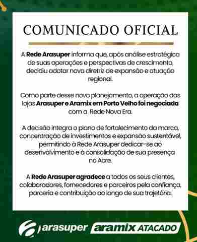 Nova Era assume opera&ccedil;&atilde;o do Supermercado Ara&uacute;jo e Aramix em Porto Velho