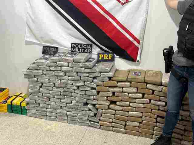 A&ccedil;&atilde;o conjunta da PM, Civil e PRF prende casal e apreende grande quantidade de droga em mata da BR-364