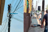 Homem morde rede de energia, leva choque e cai de poste em Porto Velho