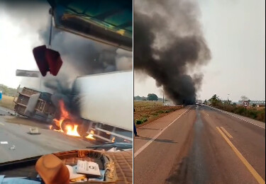 Sobe para tr&ecirc;s o n&uacute;mero de mortos em colis&atilde;o entre caminh&otilde;es na BR-364