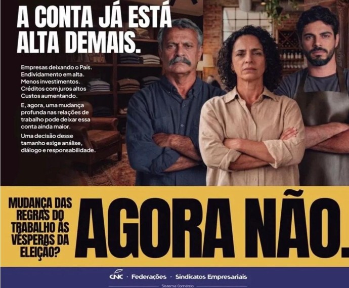 Com&eacute;rcio, servi&ccedil;os e turismo fazem apelo para que PEC do fim da escala 6&times;1 n&atilde;o seja votada antes das elei&ccedil;&otilde;es
