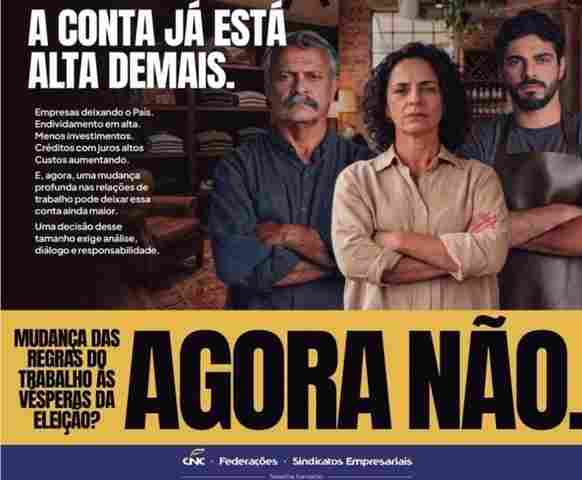 Com&eacute;rcio, servi&ccedil;os e turismo fazem apelo para que PEC do fim da escala 6&times;1 n&atilde;o seja votada antes das elei&ccedil;&otilde;es
