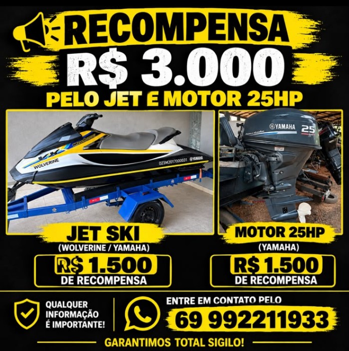 Bandidos encapuzados e armados invadem empresa, rendem propriet&aacute;ria e roubam moto e jet ski