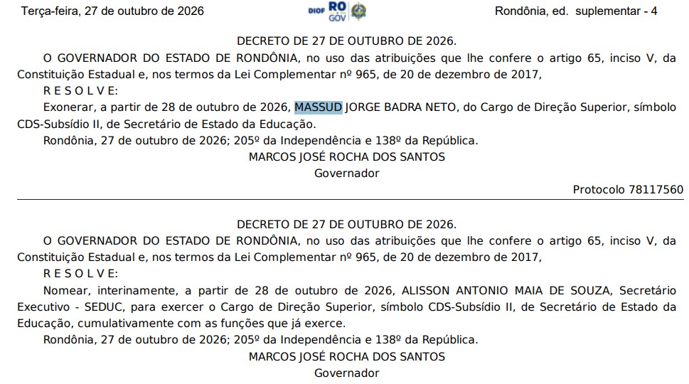 Governador demite secretário da Educação após 7 meses e nomeia cabo da PM interino