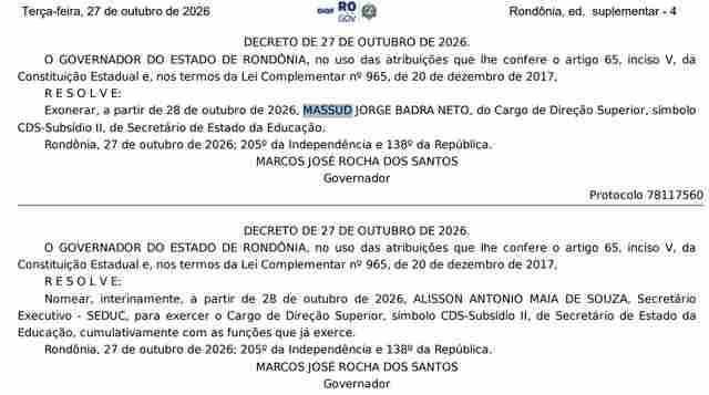 Governador demite secret&aacute;rio da Educa&ccedil;&atilde;o ap&oacute;s 7 meses e nomeia cabo da PM interino